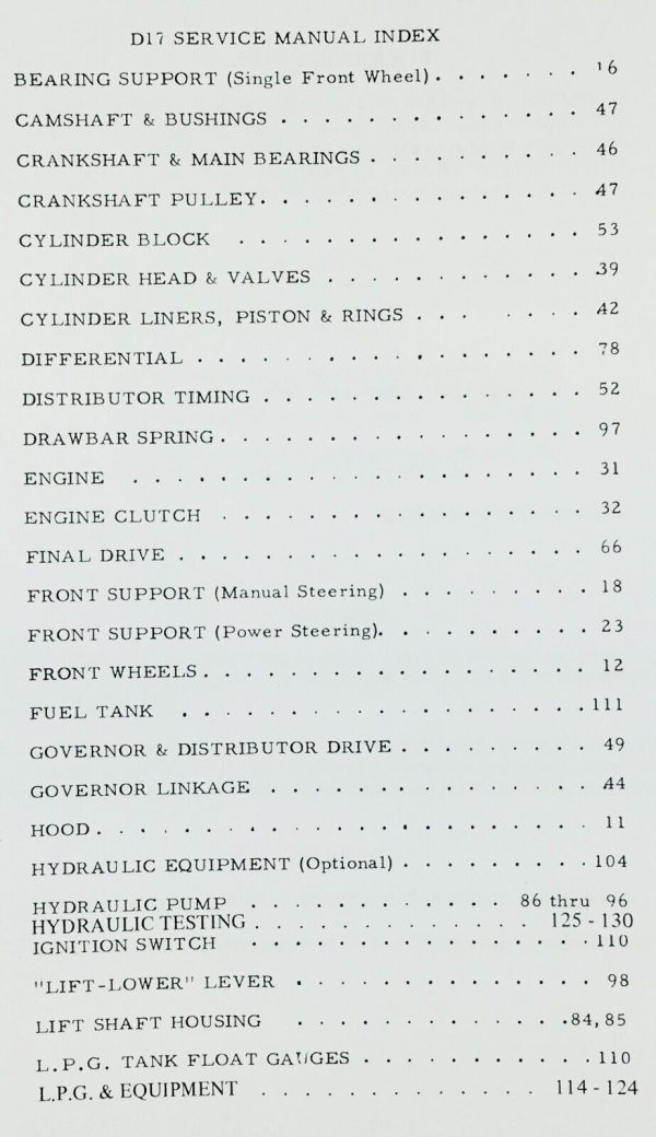 Allis Chalmers D-17 Tractor Service Manual Parts Operators Set SN Prior to 24000 - Image 7