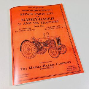 Massey Harris Ferguson 55 55K Tractor Gas Kerosene Parts Manual Catalog