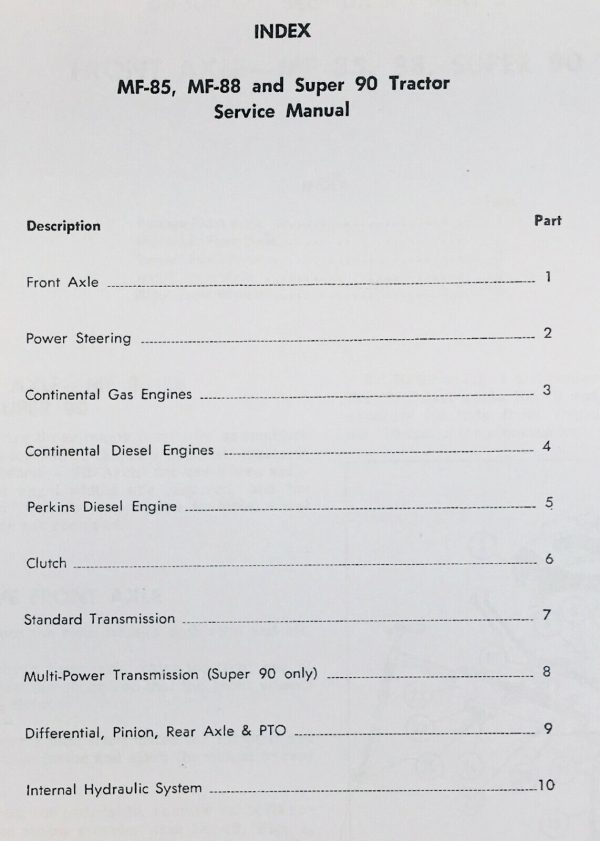 Massey Ferguson 85 Diesel Tractor Service Operators Parts Manual Catalog Set - Image 2