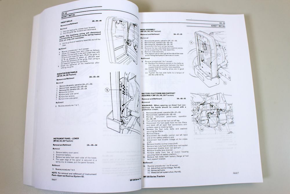 Massey Ferguson 230 Tractor Service & Operators Parts Manual – Serial Prior To 9A349200