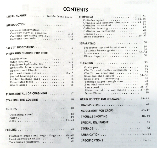 International 82 Combine Operators Manual Owners Book Maintenance Settings - Image 2