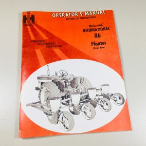 International 86 Planter 4 Row Operators Owners Manual Settings Rates Charts