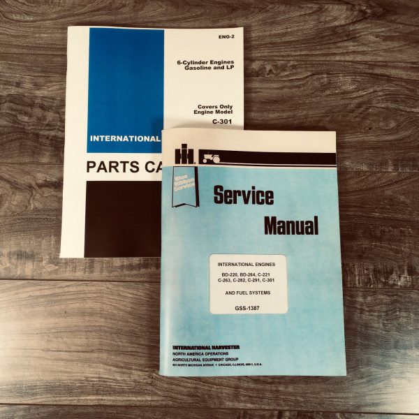 International 715 Combine Engine Only C-301 6 Cyl. Gas Service Parts Manual Set