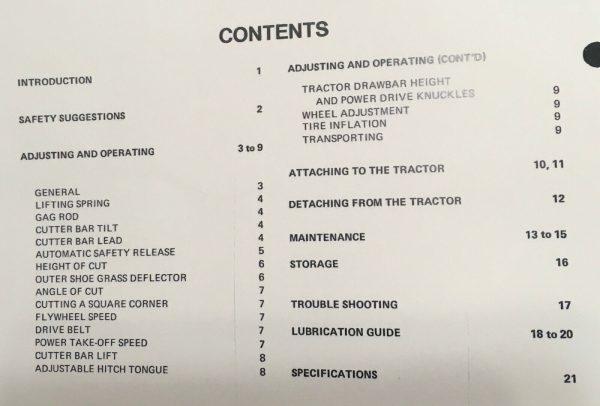 Ford 505 Pull-Type Mower Owners Operators Manual - Image 2