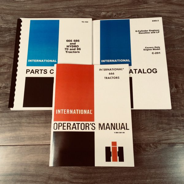 Farmall International 666 Gas Tractor Parts Operators 3 Manual Set Owners Book