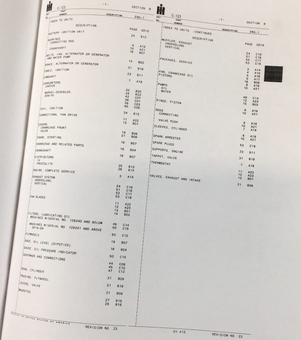 Farmall International 100 130 140 Tractor Service Manual Parts Catalog Shop Book - Image 5