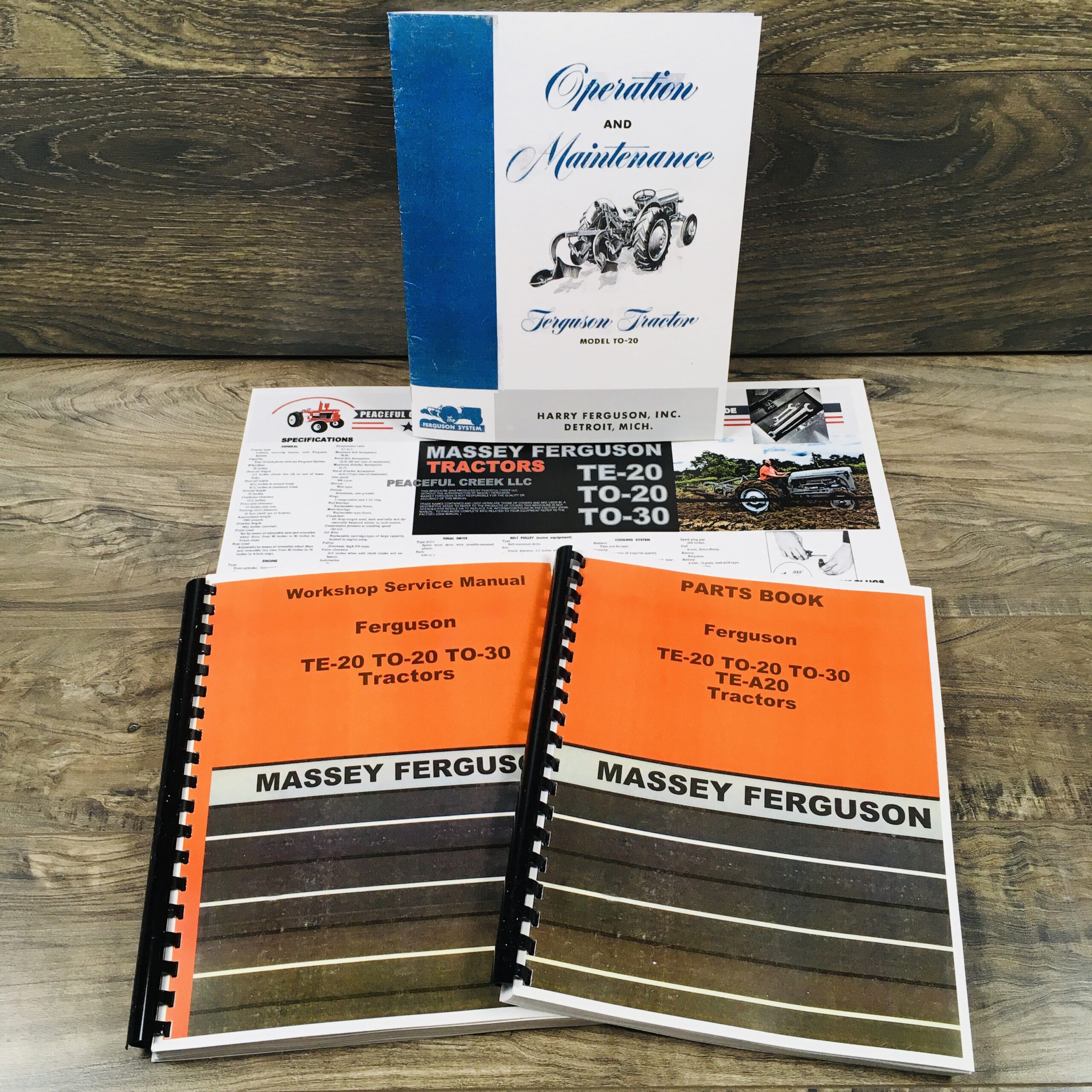 Set Massey Ferguson To-20 Tractor Service Repair Owners Operators Parts Manuals