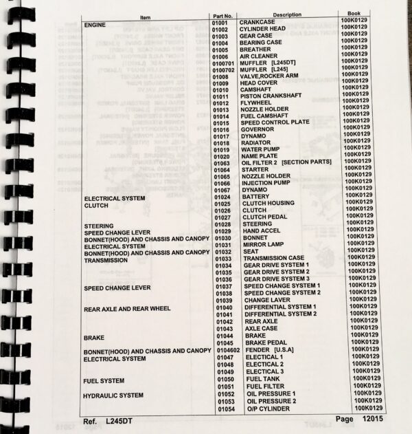 Kubota L245Dt Tractor Parts Assembly Manual Catalog Exploded Views Numbers - Image 2