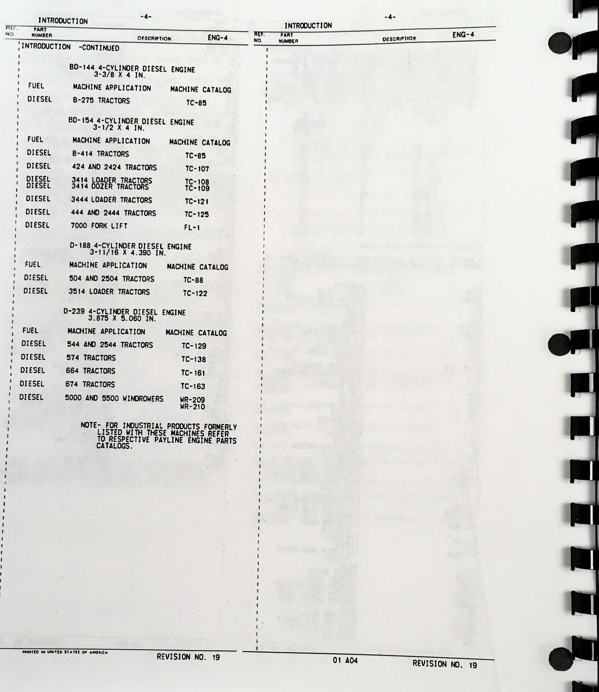 International 424 Tractor Bd-154 4 Cylinder Diesel Engine Parts Manual Catalog - Image 5