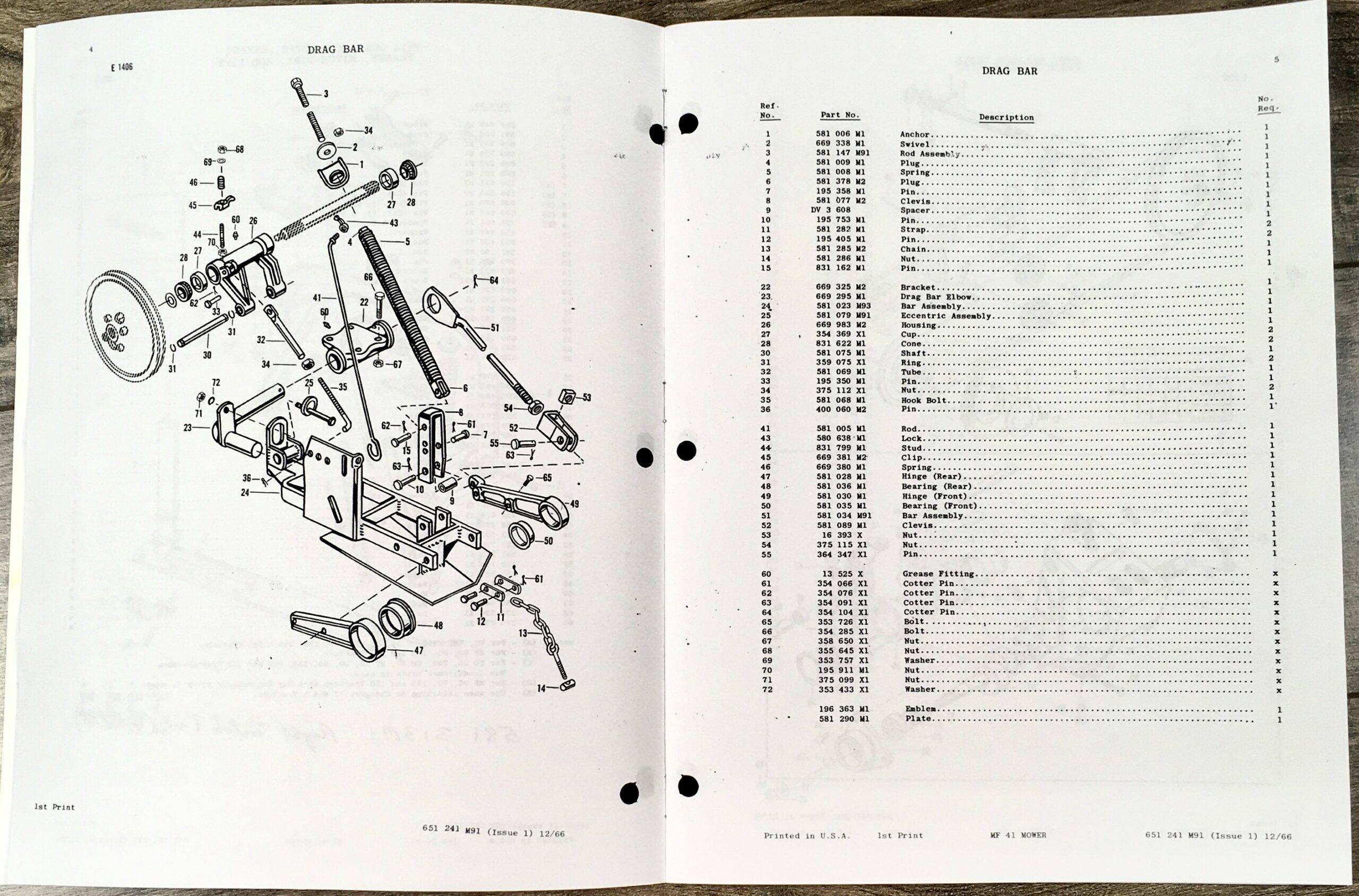 Massey Ferguson 41 Mf41 Sickle Bar Mower Parts Manual Catalog Book Exploded View - Image 4