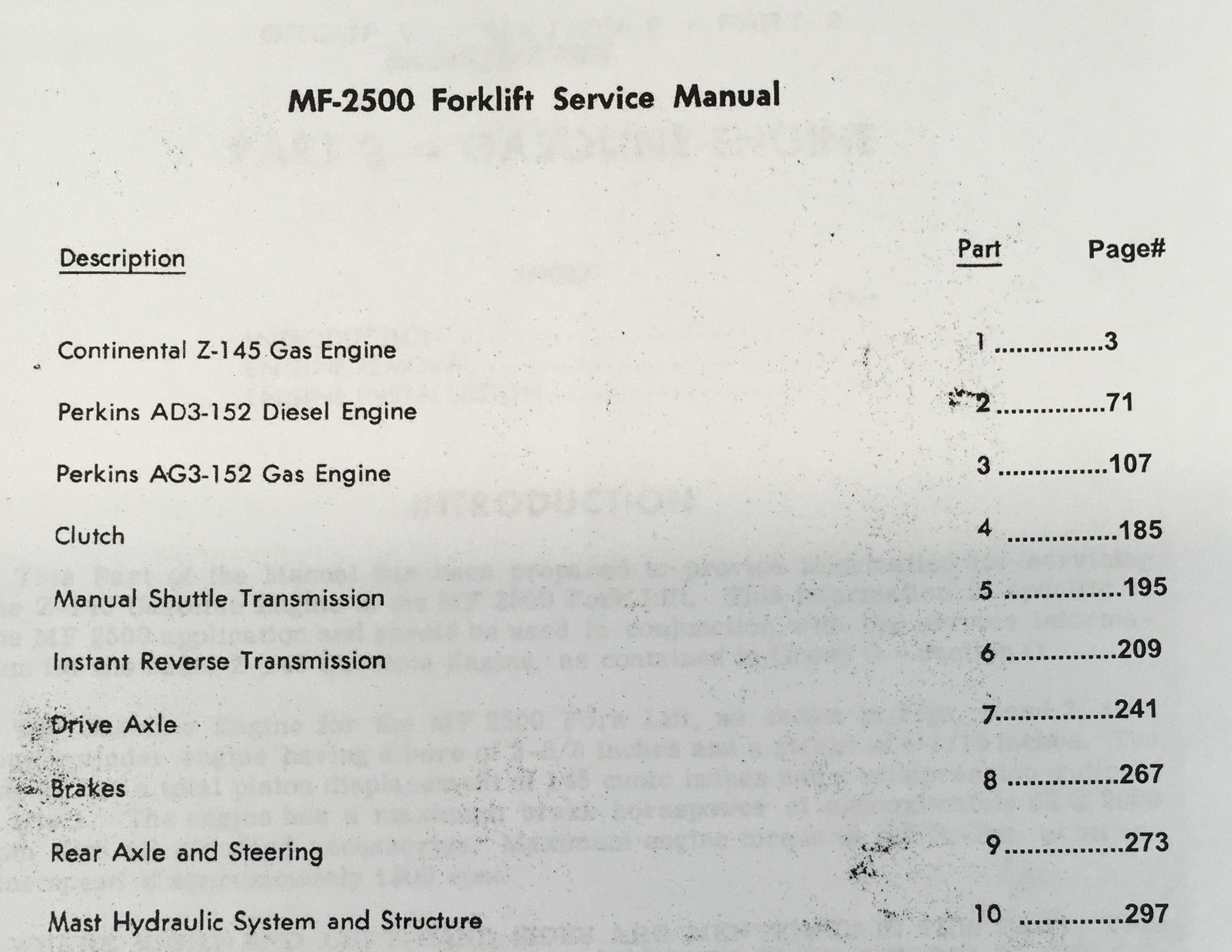 Massey Ferguson 2500 Forklift Service Manual Shop Repair Workshop Book MF - Image 2