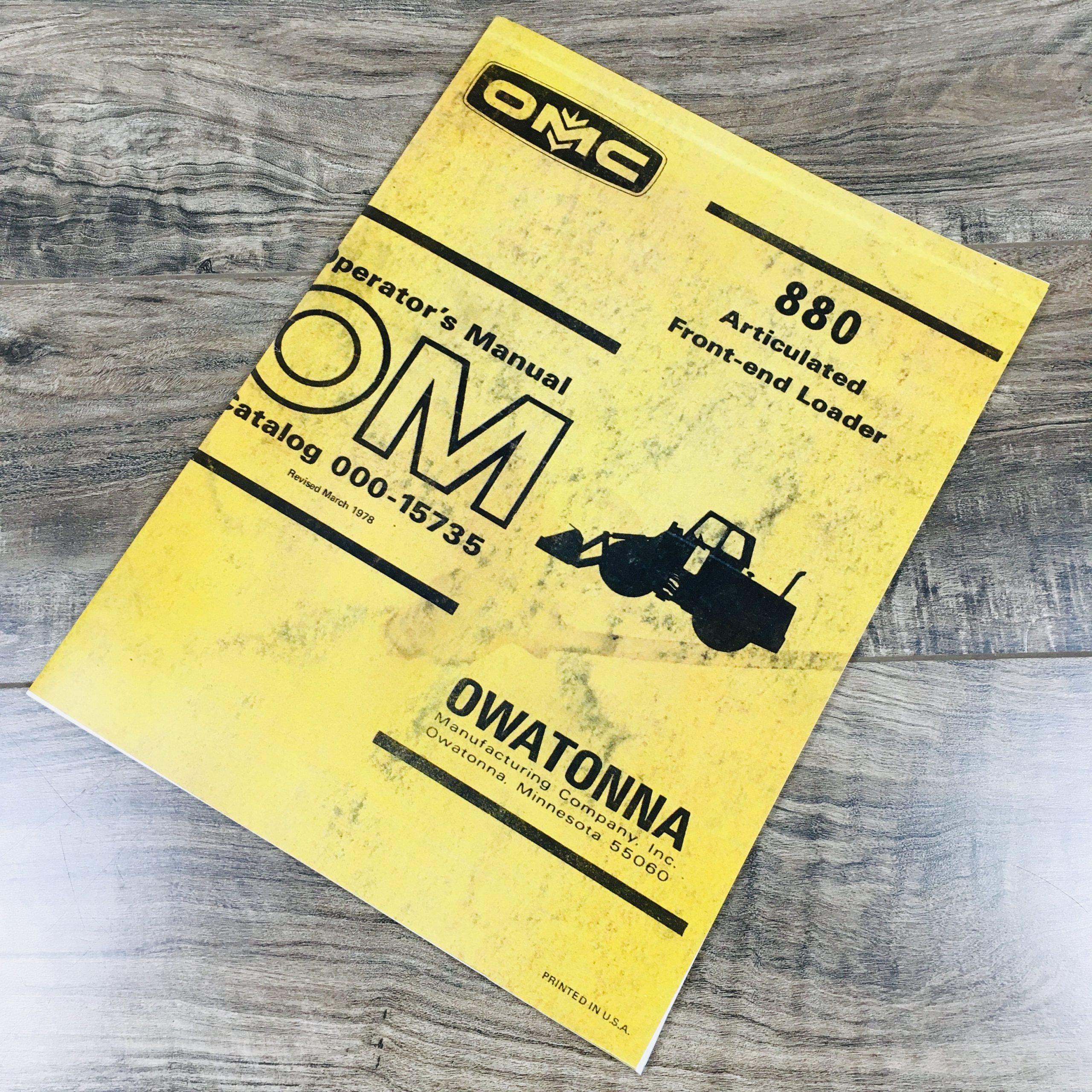 Omc Mustang 880 Front-End Loader Om Operators Manual Owatonna Wheel Service