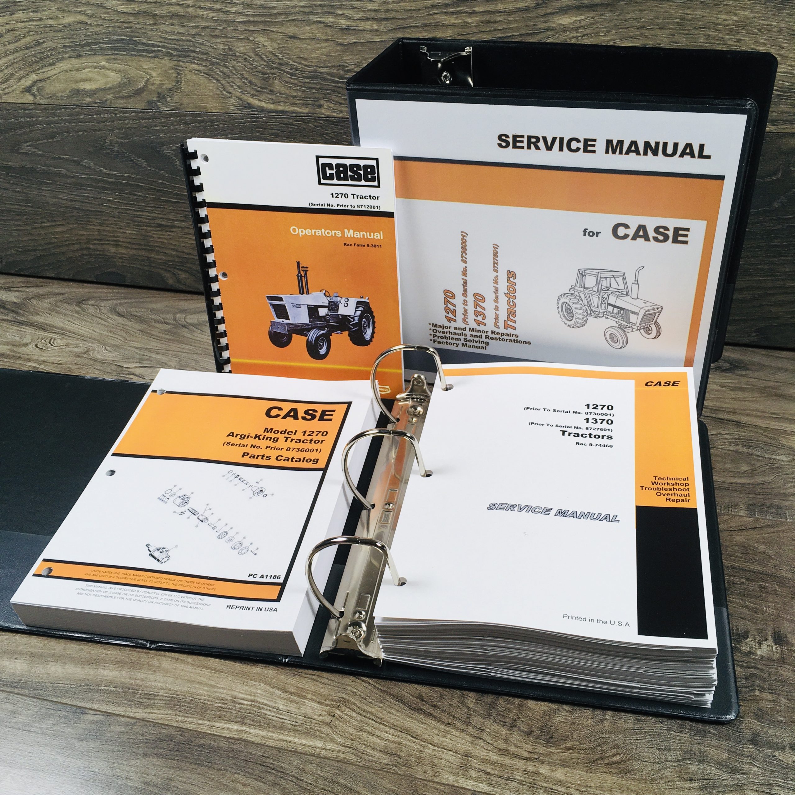 Case 1270 Tractor Service Parts Operators Manual Shop Set Book Prior to 8712001