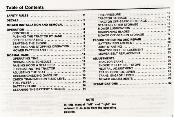 Allis Chalmers Ac Model 616H Lawn Garden Tractor Mower Operators Owners Manual - Image 2