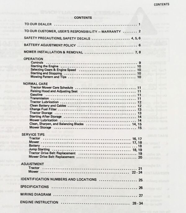 Allis Chalmers Model 616 Special Operators Owners Manual Lawn Garden Tractor - Image 2
