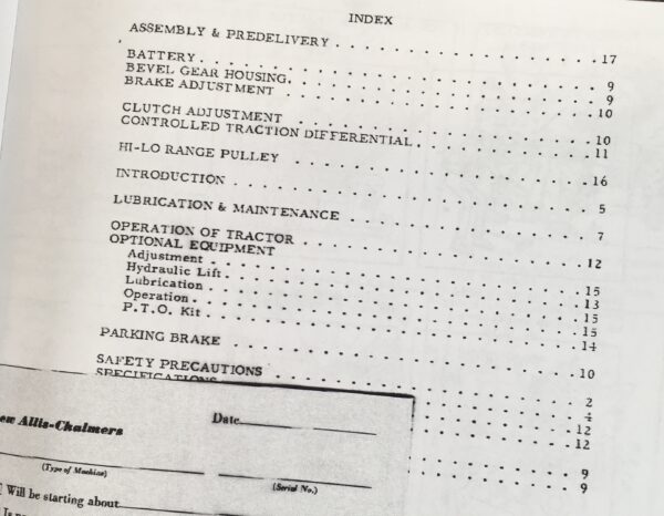 Allis Chalmers B Series B1 B10 Big Ten B110 B112 Hb112 Tractors Service Manual - Image 6