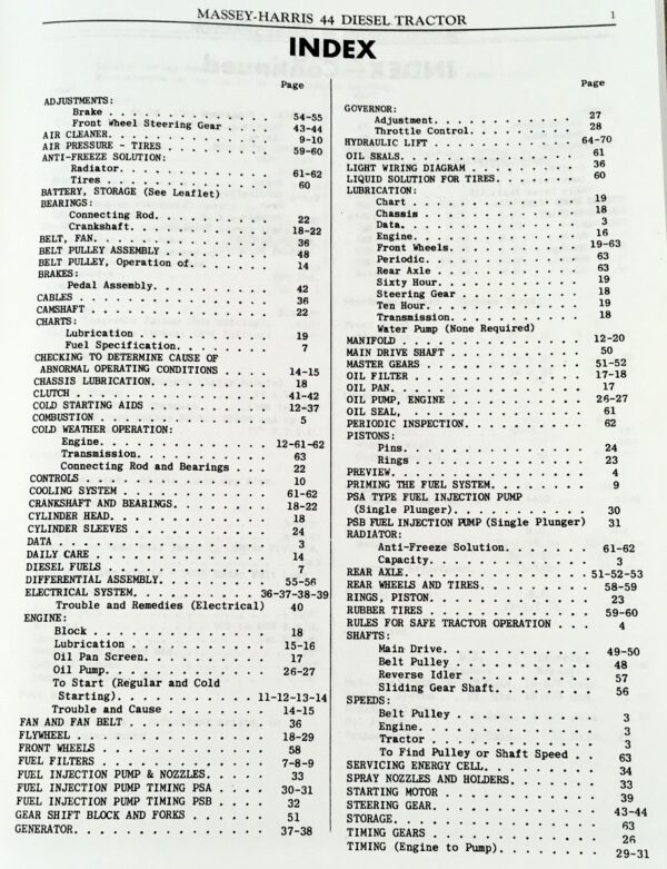 Massey-Harris 44 Diesel Tractor Operators Owners Service Manual Instructions - Image 2