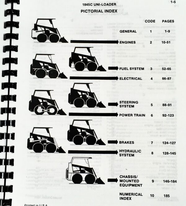 Case 1845C Uni-Loader Skid Steer Service Parts Operators Manual Repair Shop Book - Image 3