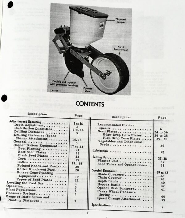 International Harvester 295 Planter Operators Manual Owners Book Maintenance - Image 2