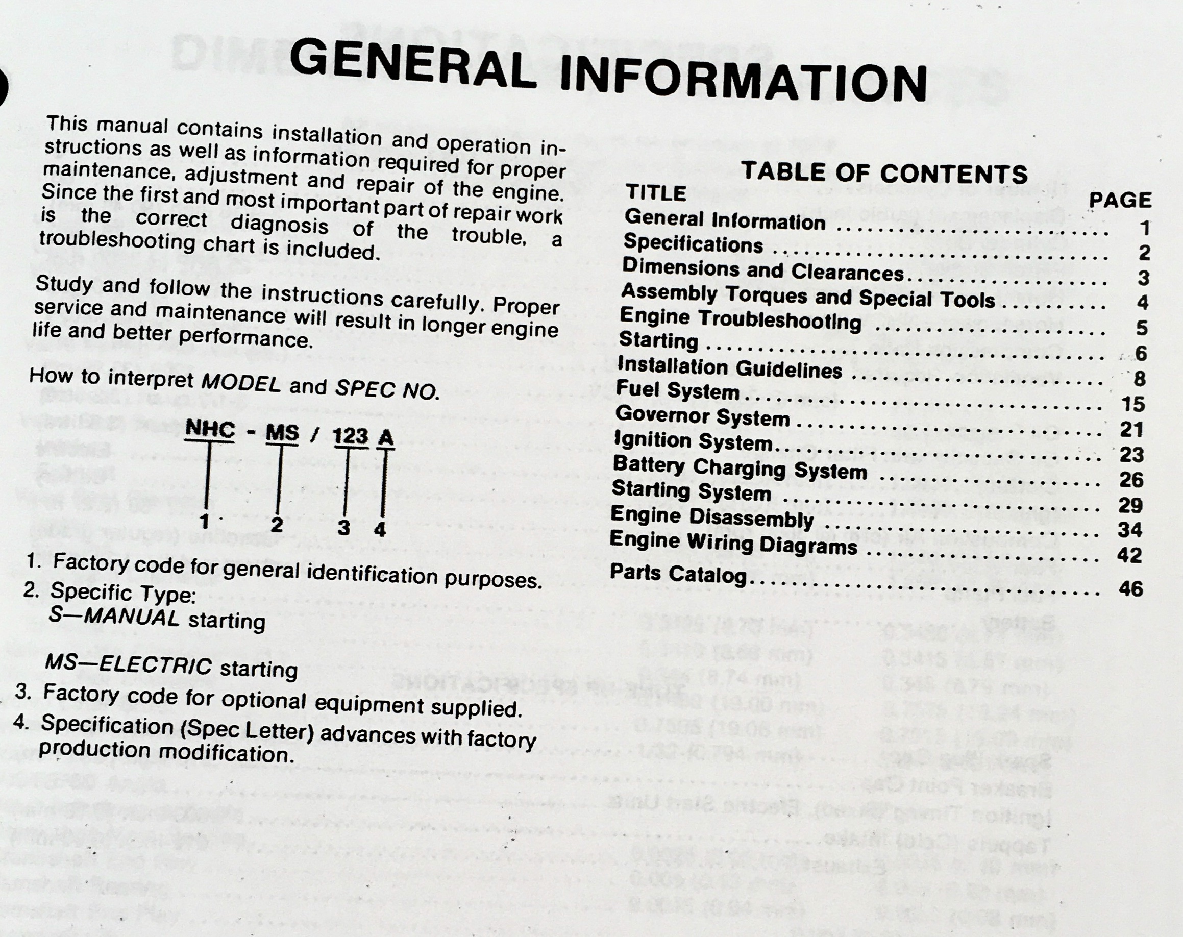 Onan Nhc Nhcv Industrial Engines Service Manual Parts Catalog - Image 3