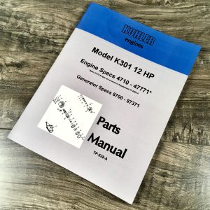 Kohler K301 12Hp Engine Generator Parts Catalog Manual Exploded Views Numbers