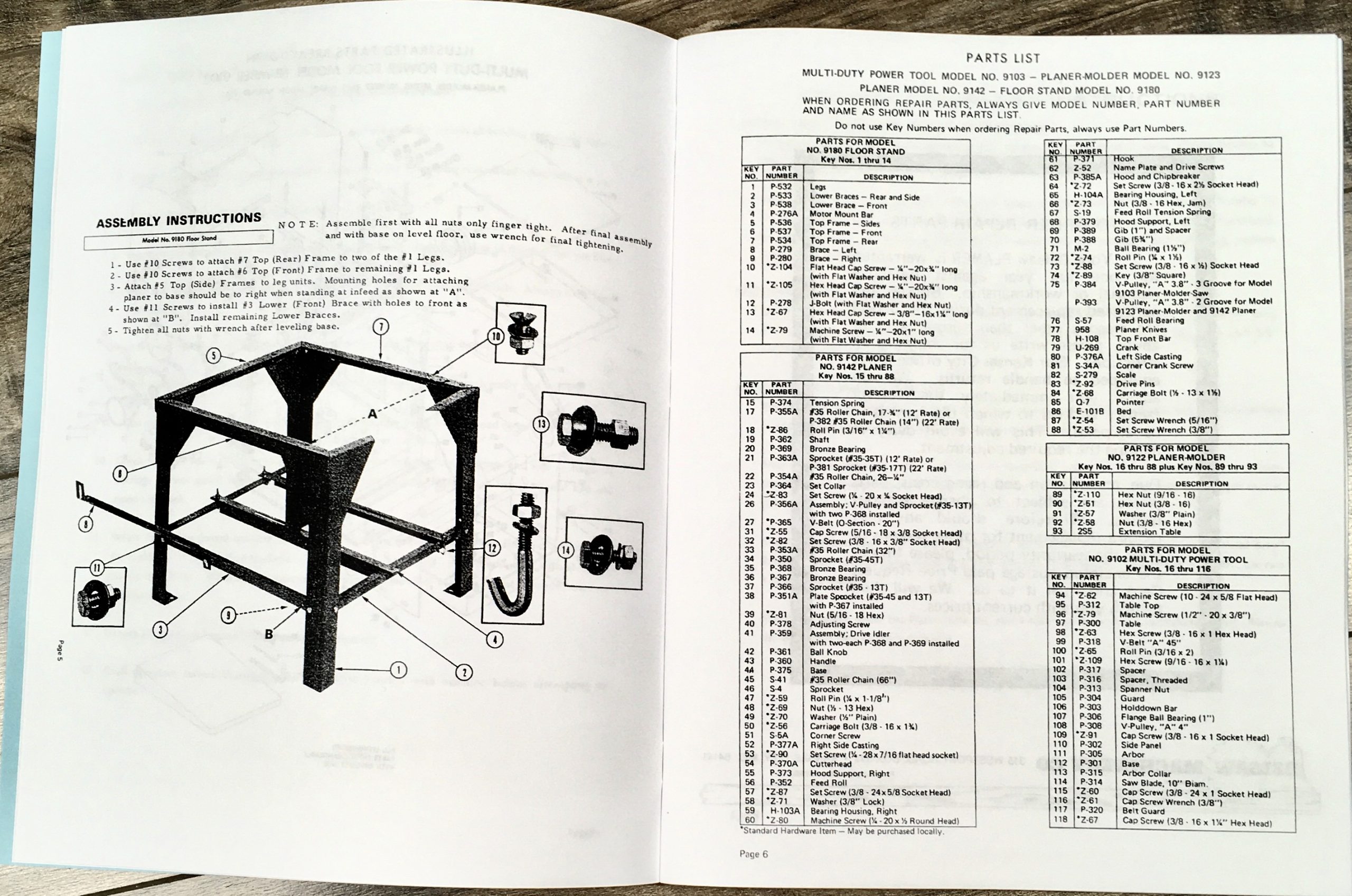 Foley Belsaw 910 912 Wood Planer Moulder Owner Operators Repair Parts Manual Saw - Image 5