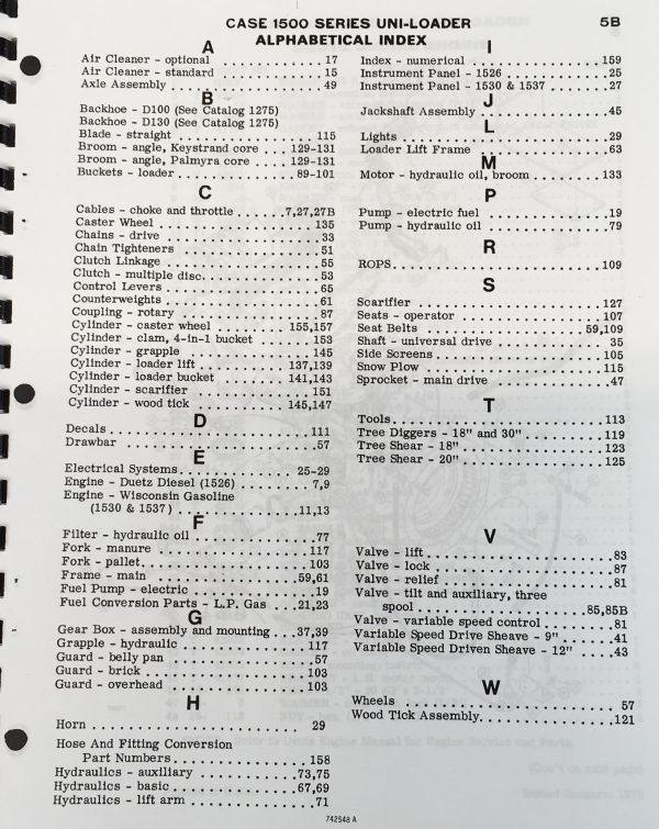 Case 1526 1530 1537 1500 Series Uni Loader Parts Manual Catalog Skid Steer - Image 2