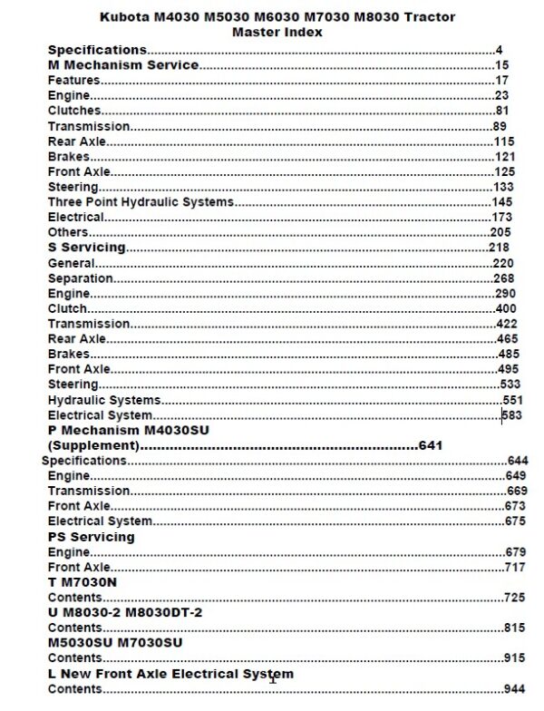 Kubota M4030Su M5030Su M7030Su M7030N Tractors Service Manual Repair Shop Book - Image 2