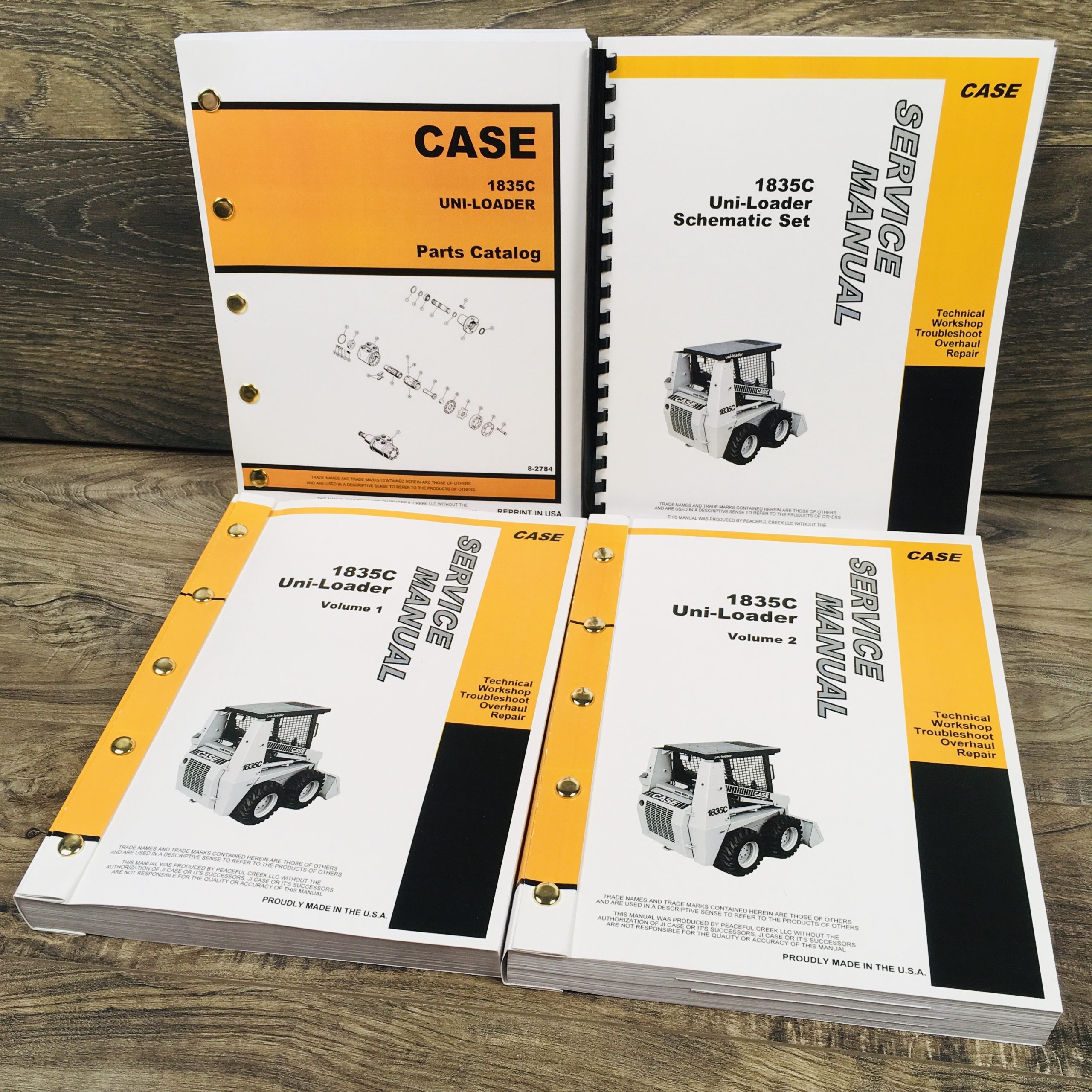 Case 1835C Skid Steer Uni-Loader Service Manual Parts Catalog Set Shop Book