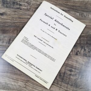 Farmall A B Tractor Special Attachments Manual Ihc International Ihc Ih