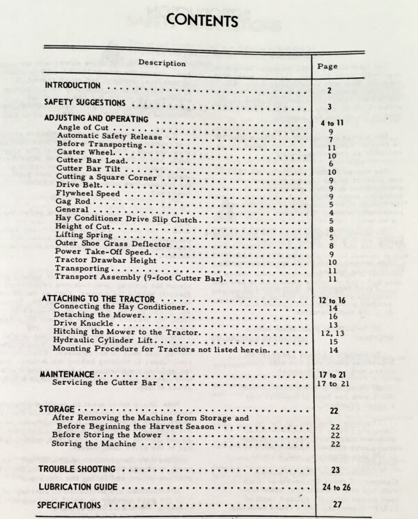International Harvester 1000 Balanced Mower Operators Owners Manual - Image 3