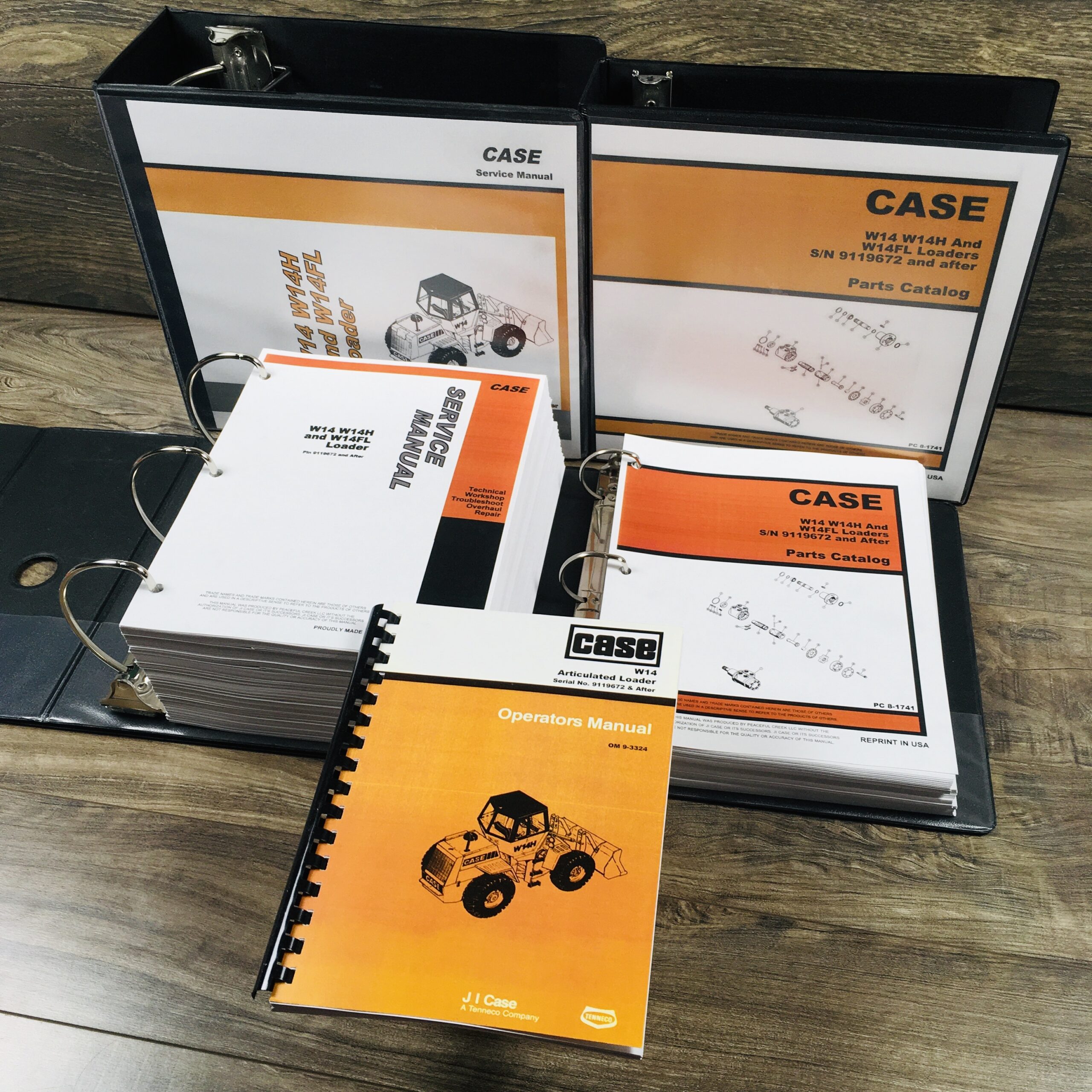 Case W14 Wheel Pay Loader Service Manual Parts Operators Set SN 9119672-