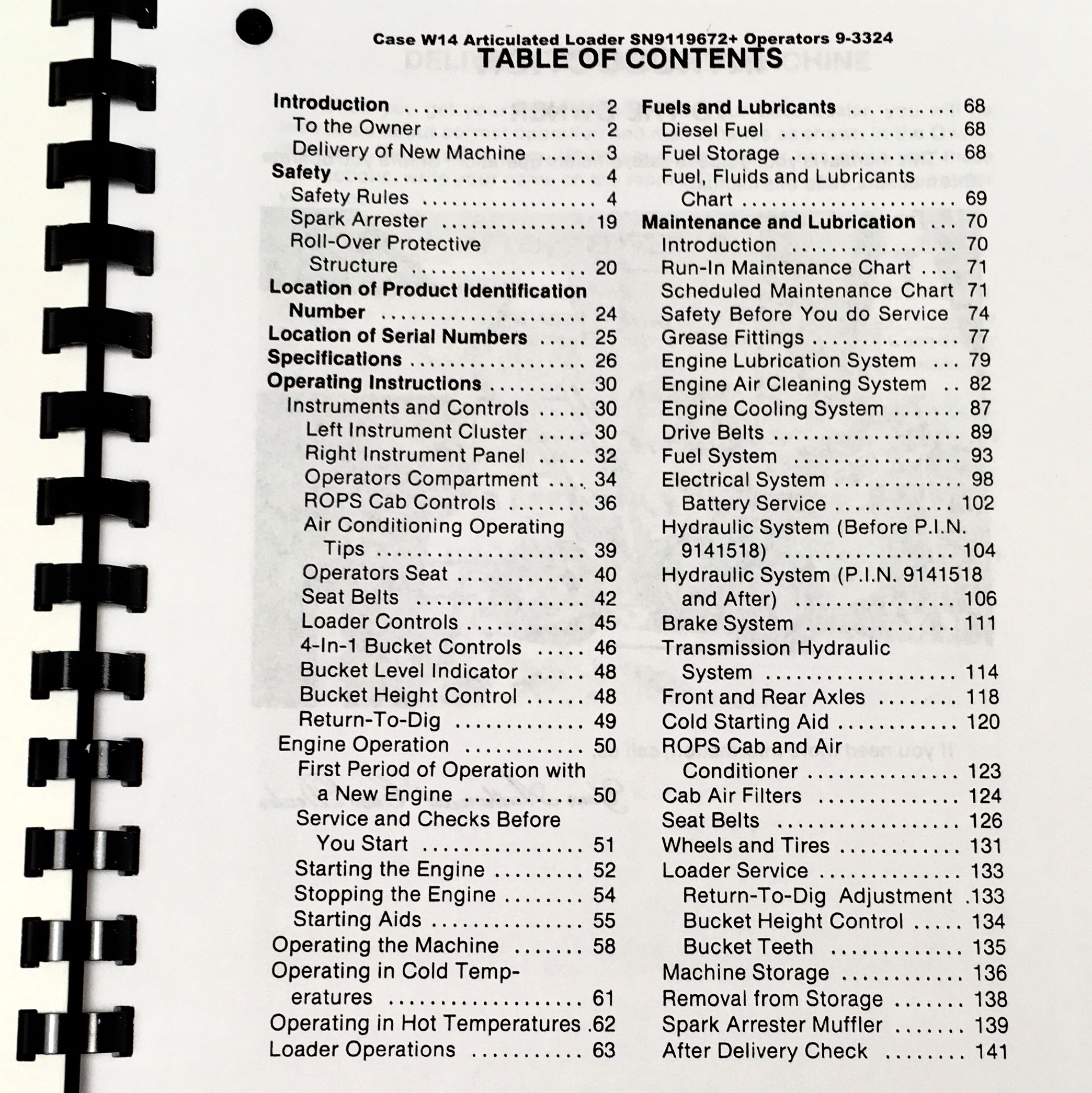 J I Case W14 Articulated Loader S/N 9119672 And After Operators Owners Manual - Image 2