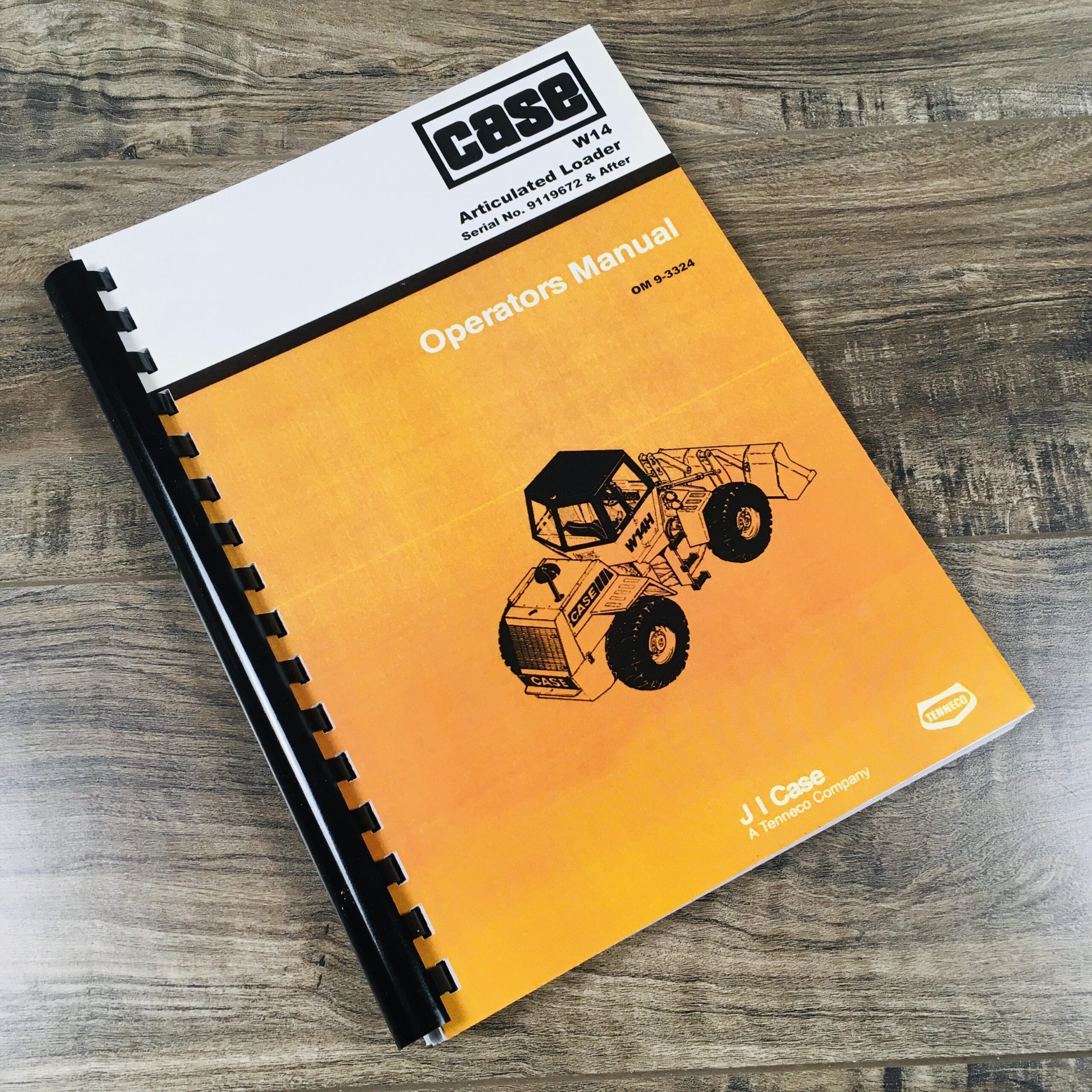 J I Case W14 Articulated Loader S/N 9119672 And After Operators Owners Manual