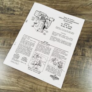 Briggs And Stratton Model 19-R6 Engine Operators Owners Maintenance Manual & 19