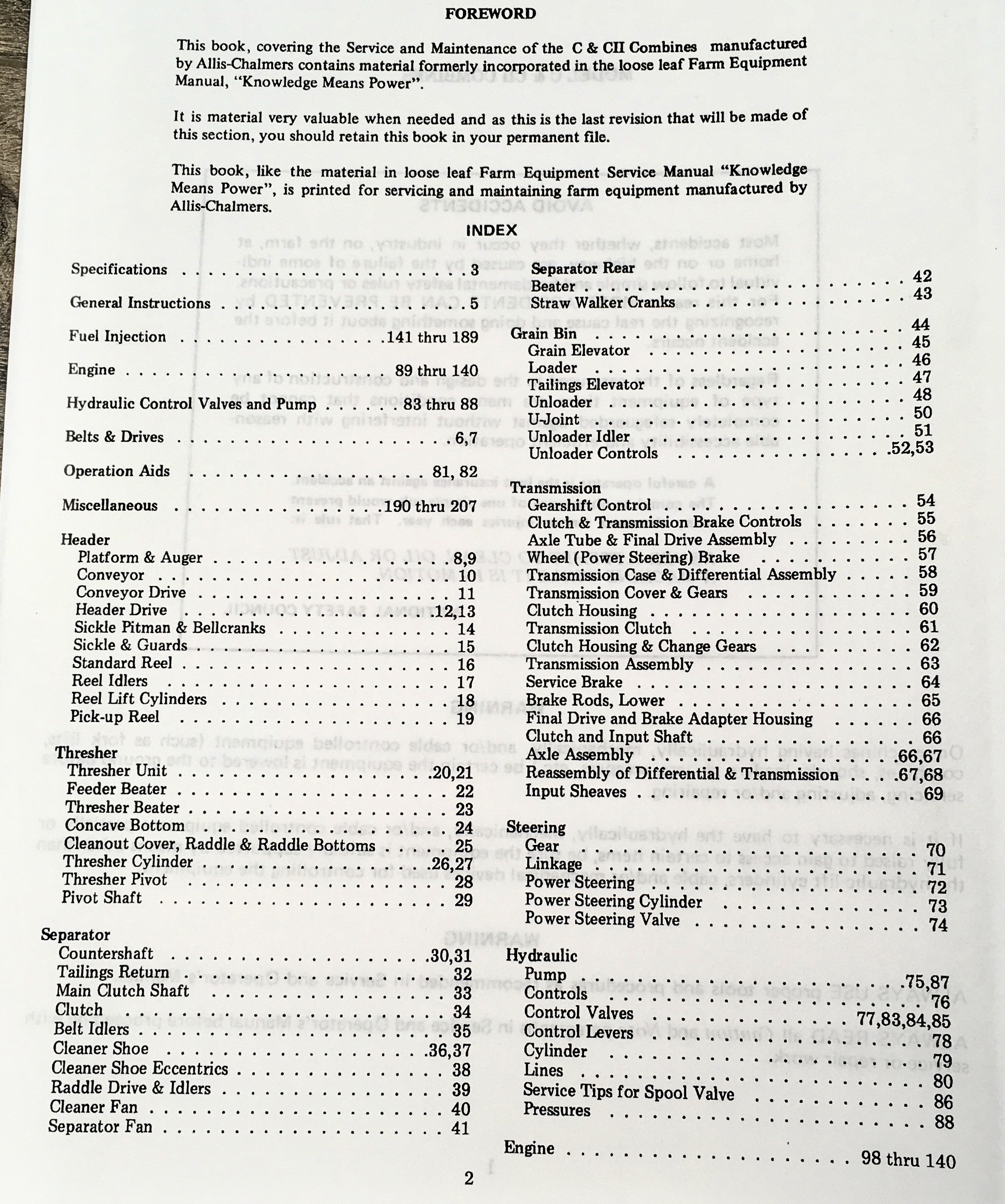 Allis Chalmers C C2 Cii Combines Diesel Service Shop Repair Manual - Image 2