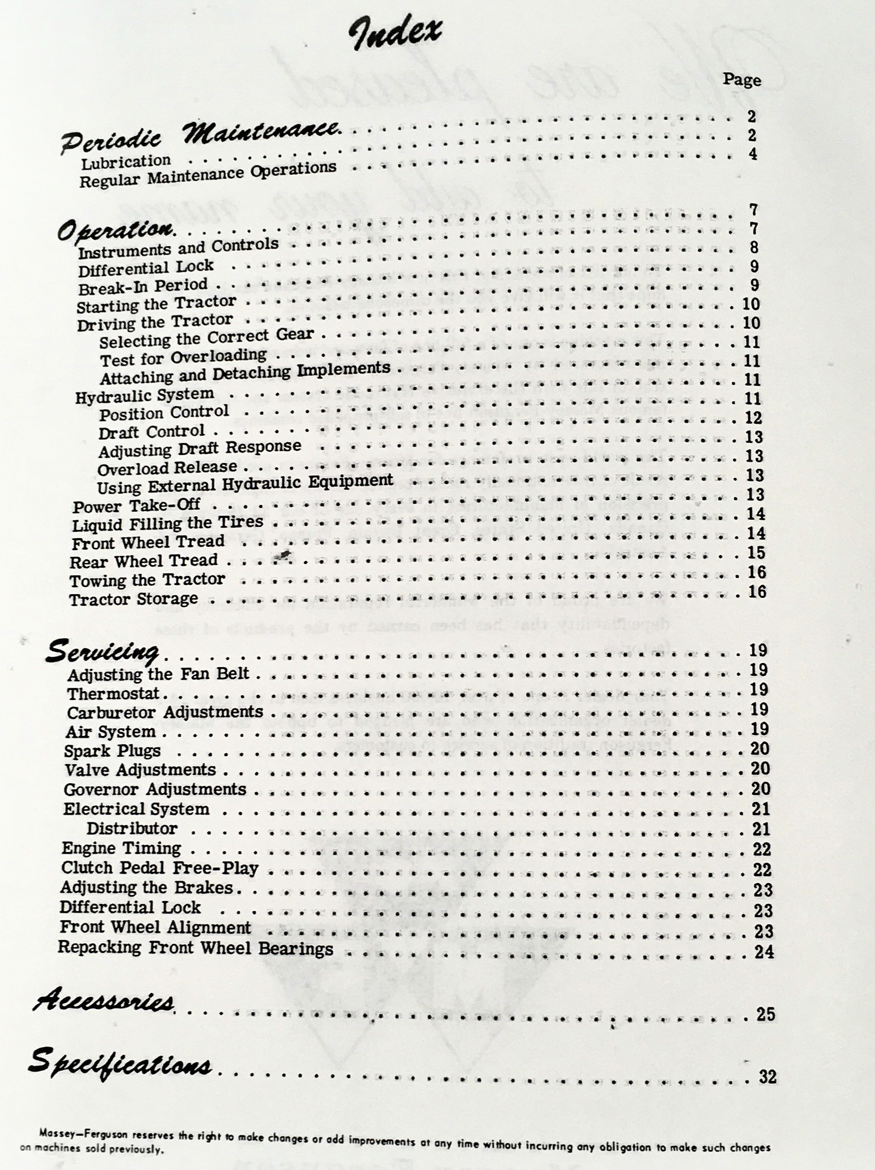 Massey Ferguson Mf 35 Special 35 Deluxe Tractor Owners Operators Manual - Image 2