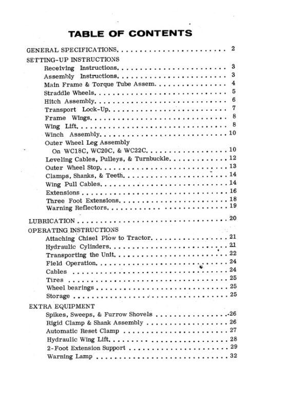J. I. Case Wc Series WC18C WC20C WC22C WC25C WC27C WC29C Wing Chisel Plow Operators Manual - Image 2