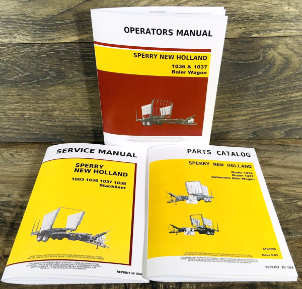 New Holland 1036 1037 Bale Wagon Service Manual Parts Catalog Operators Repair