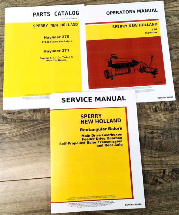 New Holland 270 Hayliner Baler Service Manual Parts Catalog Operators Repair