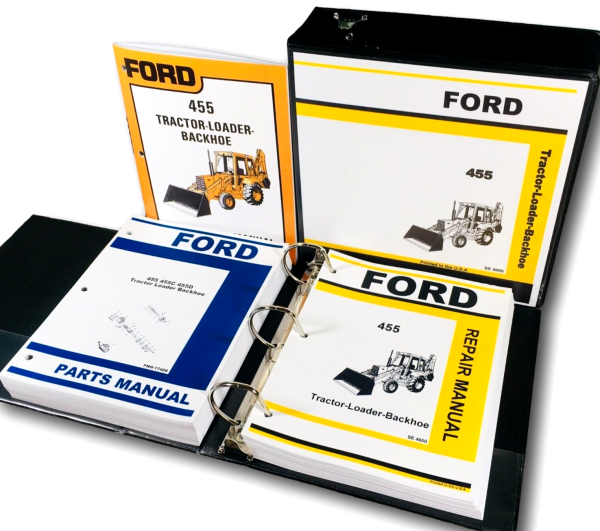 Ford 455 Tractor Loader Backhoe Service Repair Manual Parts Catalog Operator Set