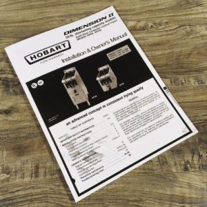 Hobart Model AK50 AK55 Fryer Operators Installation Manual Owners Book