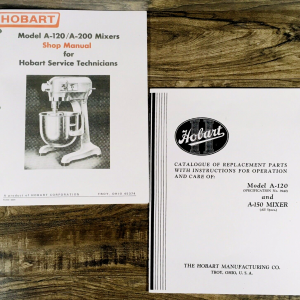 Hobart A-120 A120 Mixer Service Parts Operators Manual Set Repair Catalog Owners
