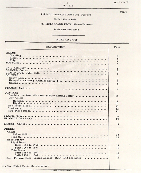 Farmall International 211 311 Moldboard Plow Parts Manual Catalog Book Assembly - Image 2
