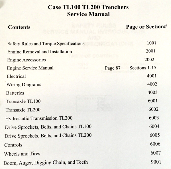 Case TL-100 TL-200 Trencher Service Manual Repair Shop Technical Book Workshop - Image 2
