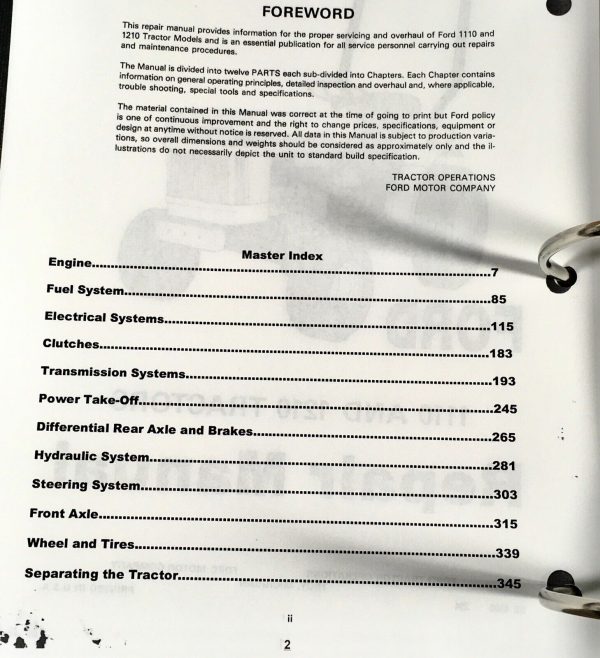 Ford 1110 1210 Tractor Service Parts Manual Repair Shop Set Workshop Catalog - Image 11