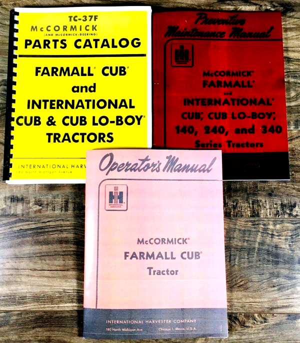 Farmall International Cub Lo-Boy Tractor Parts Operators Manual Set Catalog Book