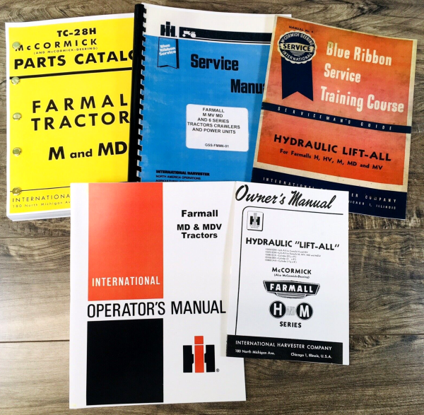 Farmall International MD MDV Tractor Service Parts Operators Manual Set Of 5