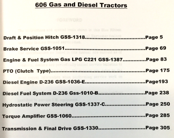 Farmall International 606 2606 Diesel Tractor Service Parts Manual Set D236 - Image 2