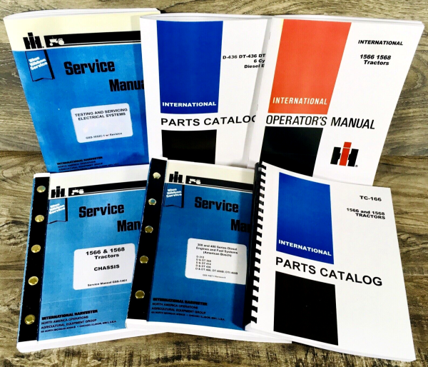 Farmall International 1566 Tractor Service Parts Operators Manual Set DT-436